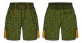 Camouflage Running Shorts jersey design flat sketch vector illustration. Boxing shorts concept with front and back view for Soccer Royalty Free Stock Photo