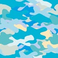 Camouflage sea water. Seamless blue pattern. Blue army camouflage. Vector