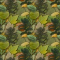 Camouflage seamless background with natural foliage