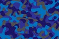 Camouflage seamless blue pattern, military background, vector illustration Royalty Free Stock Photo