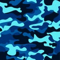 Camouflage seamless color pattern. Army camo, for clothing background. Vector illustration. Sea water camouflage.Classic Royalty Free Stock Photo