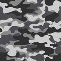Camouflage seamless pattern background. Classic clothing style masking camo repeat print. Black grey white colors winter Royalty Free Stock Photo
