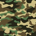 Camouflage seamless pattern background. Classic clothing style masking camo repeat print. Green brown black olive colors Royalty Free Stock Photo