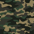 Camouflage seamless pattern background. Classic clothing style masking camo repeat print. Green brown black olive colors Royalty Free Stock Photo