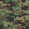 Camouflage seamless pattern background. Classic clothing style masking camo repeat print. Green brown black olive colors Royalty Free Stock Photo