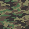 Camouflage seamless pattern background. Classic clothing style masking camo repeat print. Green brown black olive colors Royalty Free Stock Photo