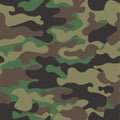 Camouflage seamless pattern background. Classic clothing style masking camo repeat print. Green brown black olive colors Royalty Free Stock Photo