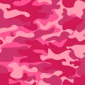 Camouflage seamless pattern background. Classic clothing style masking camo repeat print. Pink orchid rose ruby colors Royalty Free Stock Photo