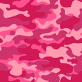 Camouflage seamless pattern background. Classic clothing style masking camo repeat print. Pink orchid rose ruby colors Royalty Free Stock Photo