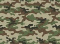 Camouflage seamless pattern. Trendy style camo, repeat print. Vector illustration. Khaki texture, military army green hunting Royalty Free Stock Photo