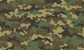Camouflage seamless pattern. Trendy style camo, repeat. Vector illustration. Khaki texture, military army green hunting Royalty Free Stock Photo