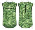 Camouflage Sleeveless base layer Tank Top Basketball jersey vest design flat sketch illustration template, sport jersey concept