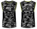 Camouflage Sleeveless Tank Top Basketball jersey vest design t-shirt template, sports jersey concept with front and back view for
