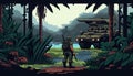 Camouflage soldiers in jungle pixel art