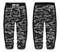 Camouflage Three quarter Shorts design concept vector template, Bermuda Capri Pants concept with front and back view for Soccer, Royalty Free Stock Photo