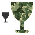 Polygonal Mosaic Wine Glass Icon in Khaki Army Color Hues