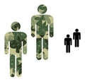 Triangulated Mosaic People Icon in Khaki Military Color Hues