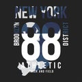 Camouflage typography for t-shirt print. New York, varsity, athletic t-shirt graphics