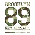 Camouflage typography for t-shirt print. New York, varsity, athletic t-shirt graphics