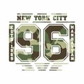 Camouflage typography for t-shirt print. New York, varsity, athletic t-shirt graphics