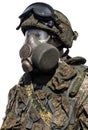 Camouflage uniform, uniform and gas mask, Russian army isolated