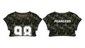 Camouflage Women crop top t-shirt Jersey design concept Illustration Vector, Fashionable Casual wear Short sleeve crop top