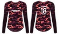 Camouflage women Long Sleeve Sports Jersey t-shirt design concept Illustration suitable for girls and Ladies for Volleyball jersey