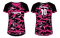 Camouflage Women Sports Jersey t-shirt design Illustration, round Neck t shirt for girls and Ladies Volleyball jersey, Football,