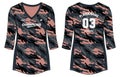 Camouflage Women Sports Jersey three quarter t-shirt design concept Illustration Vector suitable for girls and Ladies for