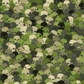 Camouflage woodland green scull silhouettes seamless pattern background