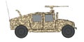 camouflaged 3d render side view of humvee military vehicle