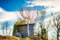 Camouflaged hunting cabin