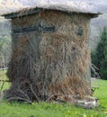 camouflaged hunting lodge for hunters
