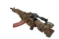 Camouflaged kalashnikov AK with sniper scope Royalty Free Stock Photo