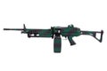 Camouflaged machine gun on white Royalty Free Stock Photo