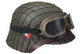 Camouflaged nazi army german helmet with mesh helmet net cover and protective goggles