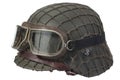 Camouflaged nazi army german helmet with mesh helmet net cover and protective goggles