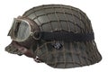 Camouflaged nazi army german helmet with mesh helmet net cover and protective goggles