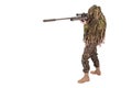 Camouflaged sniper in ghillie suit Royalty Free Stock Photo