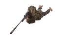 Camouflaged sniper in ghillie suit Royalty Free Stock Photo