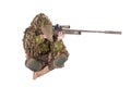 Camouflaged sniper in ghillie suit Royalty Free Stock Photo