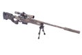 Camouflaged sniper rifle with scope