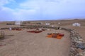 Camp in Agafay desert, Morroco Royalty Free Stock Photo