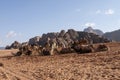 Bedouin nomads camp with camels Royalty Free Stock Photo