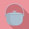 Camp cauldron icon, flat style