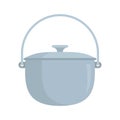 Camp cauldron icon, flat style