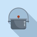 Camp cauldron icon flat vector. Travel equipment