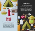 Summer camp club vector posters for forest camping Royalty Free Stock Photo