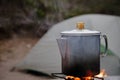 Camp coffee percolating