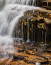 Camp Creek waterfall surrounded by orange autumn leaves Royalty Free Stock Photo